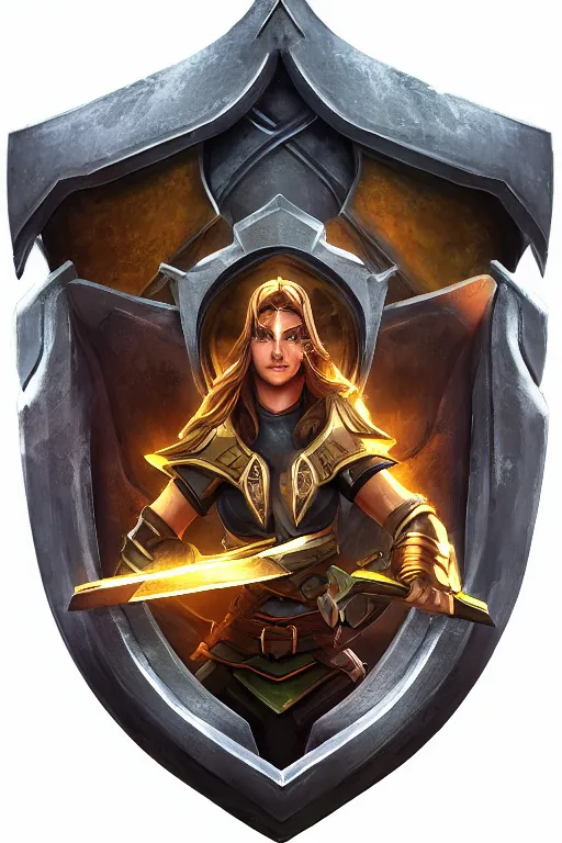 Image similar to shield fantasy epic legends game icon stylized digital illustration radiating a glowing aura global illumination ray tracing hdr fanart arstation by ian pesty and katarzyna da „ bek - chmiel