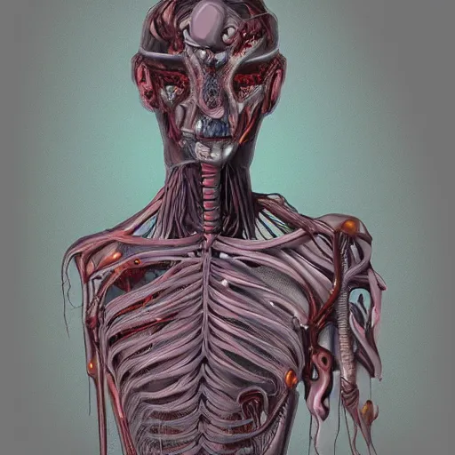 Image similar to digital art of a body horror human created by trevor henderson and tyedied