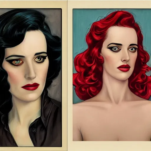 Prompt: a streamline moderne, art nouveau, multi - racial portrait of eva green in the style of charlie bowater, and in the style of donato giancola, and in the style of charles dulac. intelligent, expressive eyes. symmetry, ultrasharp focus, dramatic lighting, semirealism, intricate symmetrical ultrafine streamline moderne background detail.