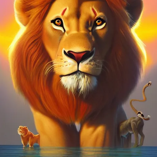 Image similar to simba Lion king portrait, Pixar style, by Tristan Eaton Stanley Artgerm and Tom Bagshaw.