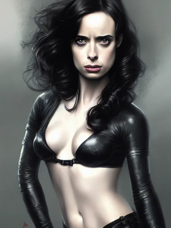 Image similar to krysten ritter as the black widow, digital painting, extremely detailed, 4 k, intricate, brush strokes, mark arian, artgerm, bastien lecouffe - deharme