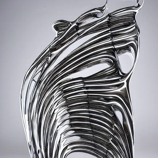 Image similar to melting liquid forms in metal abstract sculpture cyberpunk