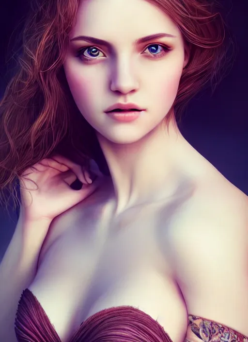 Image similar to a gorgeous scottish female photo, professionally retouched, soft lighting, realistic, smooth face, full body shot, torso, dress, perfect eyes, sharp focus on eyes, 8 k, high definition, insanely detailed, intricate, elegant, art by artgerm and jason chan