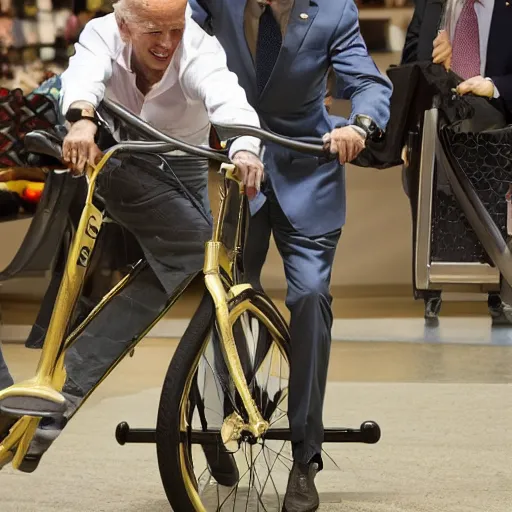 Image similar to Joe Biden riding a mall ride