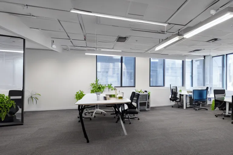 Image similar to professional quality photography of a beautifully designed open office