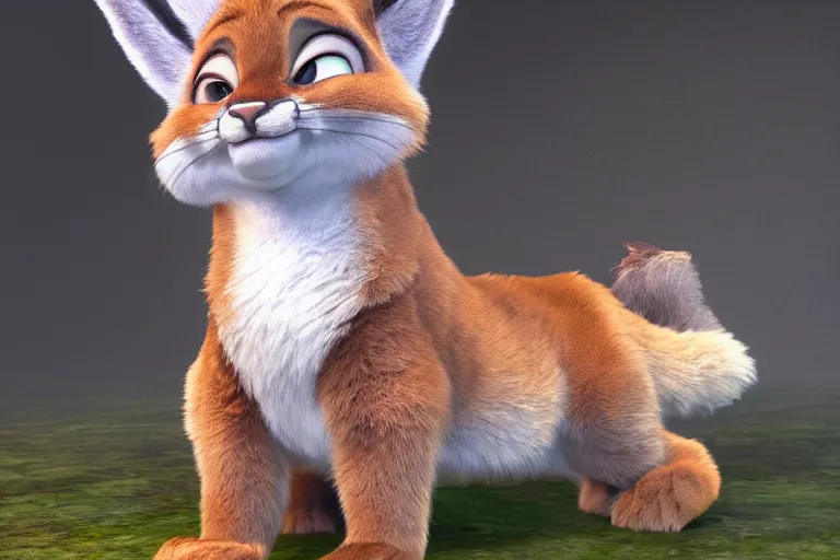 Prompt: The fluffiest little fur creature in the world, hybrid from cat caracal fox, fullbody, oil painting, disney, zootopia, unreal 5, DAZ, hyperrealistic, octane render, RPG portrait, dynamic lighting, fantasy art, beautiful face