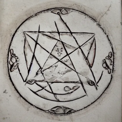 Image similar to alchemical diagram embossed on leather