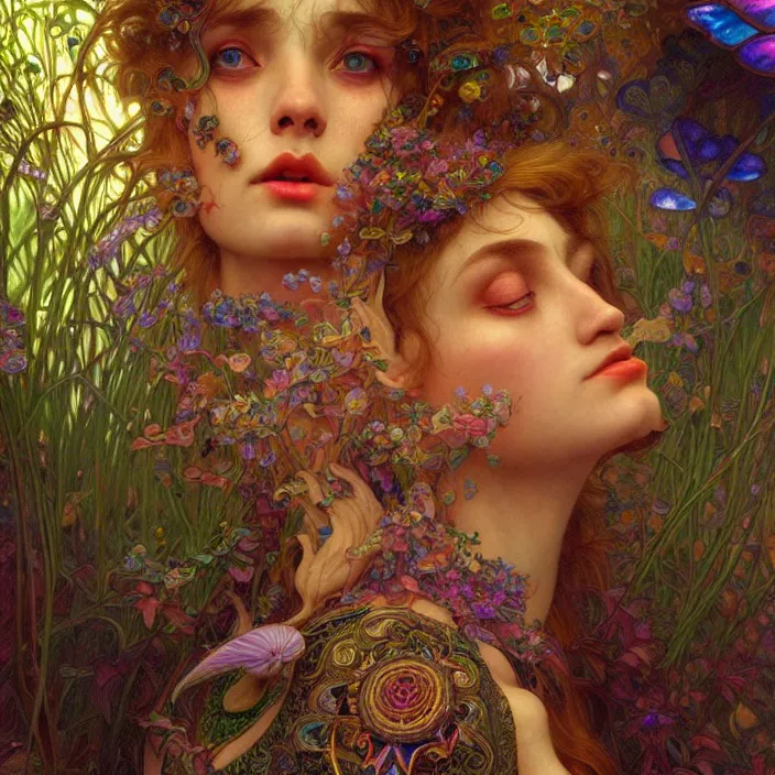 Image similar to extremely psychedelic, DoF, LSD, diffuse lighting, fantasy, intricate, elegant, highly detailed, lifelike, photorealistic, digital painting, artstation, illustration, concept art, smooth, sharp focus, art by John Collier and Albert Aublet and Krenz Cushart and Artem Demura and Alphonse Mucha