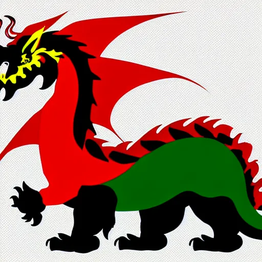 Image similar to vector art of welsh dragon and panda mixed, intercrossed, chimera, welsh flag, adobe illustrator