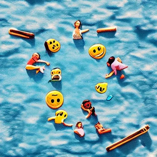 Image similar to “emojis dancing on beach”