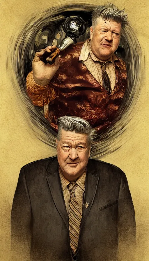 Image similar to david lynch as fat drunk tavern owner, fame of thrones, warhammer, fibonacci, sweat drops, intricate fashion clothing, insane, intricate, highly detailed, surrealistic, digital painting, artstation, concept art, smooth, sharp focus, illustration, unreal engine 5, 8 k, art by artgerm and greg rutkowski and alphonse mucha