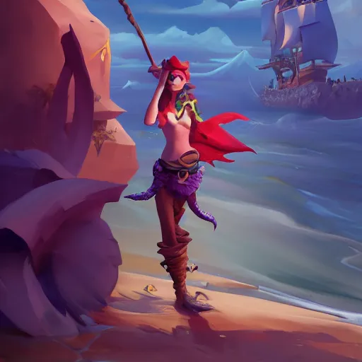 Image similar to jack the pirate mermaid on sea of thieves game avatar hero, behance hd by jesper ejsing, by rhads, makoto shinkai and lois van baarle, ilya kuvshinov, rossdraws global illumination