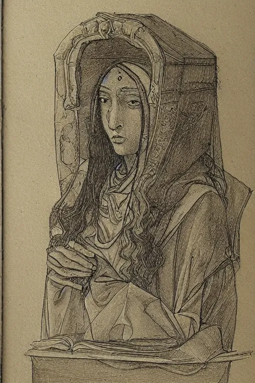 Image similar to lost grimoire by ibn firnas realistic, da vinci drawing