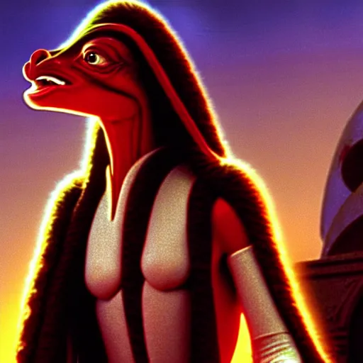 Image similar to Jar Jar Binks in heaven, still