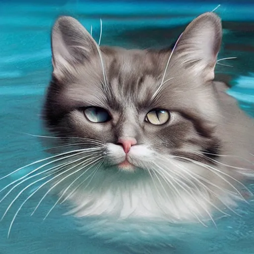 Prompt: cat swimming in the ocean, photorealistic, detailed