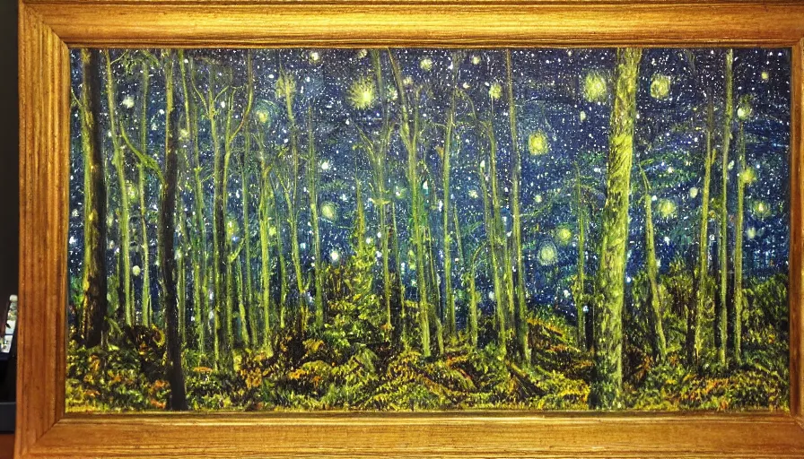 Image similar to Painting of a great forest in style of starry night