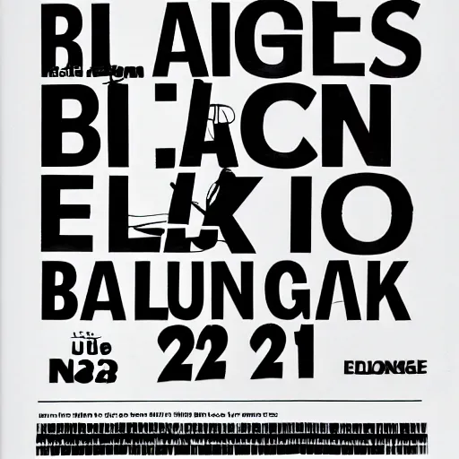 Prompt: black on white editorial typography cover for balenciaga in style of david rudnick, y 2 k