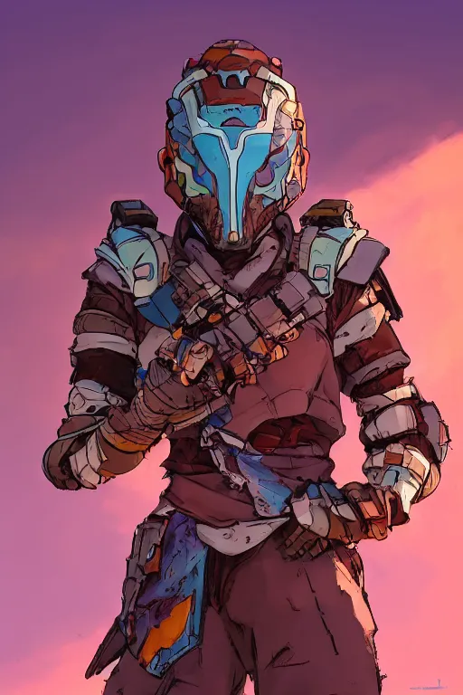 Image similar to combination suit armor aloy horizon forbidden west horizon zero dawn robot ninja mask helmet backpack tribal, art gta 5 comics, official fanart behance hd artstation by jesper ejsing, by rhads, makoto shinkai and lois van baarle, ilya kuvshinov, ossdraws radiating a glowing aura cgi rtx 2 0 2 2