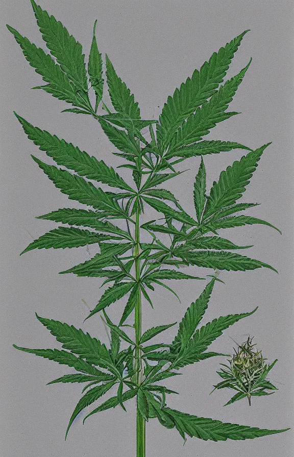 Prompt: botanical illustration of cannabis plant