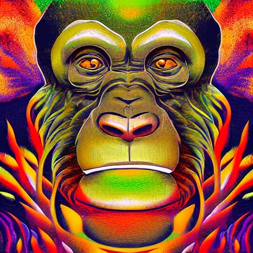 Image similar to stoned ape theory, psilocybin mushrooms, abstract, evolution