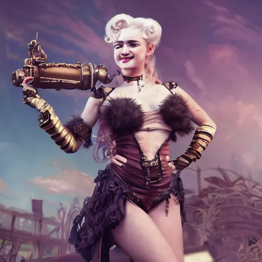 Image similar to julia garner starring as a steampunk burlesque pirate queen, made by stanley artgerm lau, wlop, rossdraws, artstation, cgsociety, concept art, cgsociety, octane render, trending on artstation, artstationhd, artstationhq, unreal engine, 4 k, 8 k