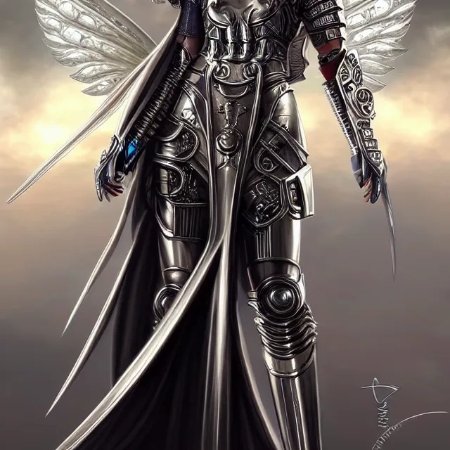 Prompt: beautiful!! futuristic cyberpunk angel warrior with ornate slick pearl armor and robes artgerm anne stokes highly detailed 8 k hdr smooth sharp focus high resolution award - winning photo photorealistic