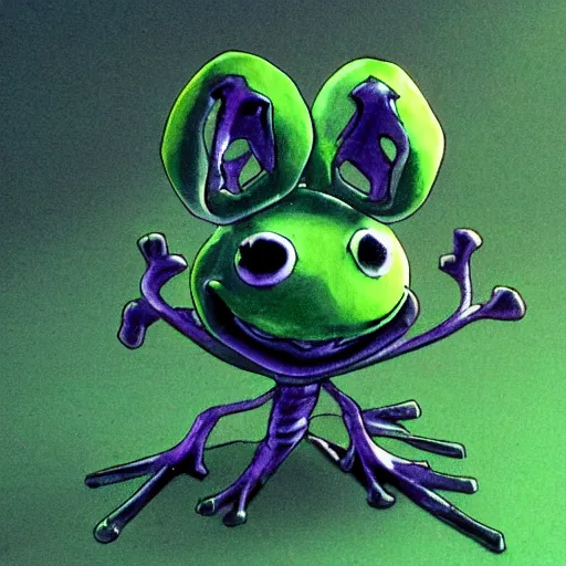 Image similar to a frog from the game Hollow Knight