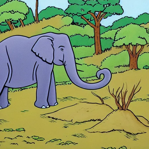 Prompt: elephant 1 in the bush, simpsons style