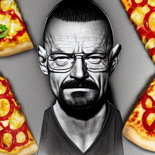 Prompt: pizza made of little walter white, unreal, render, splash, award winning photograph