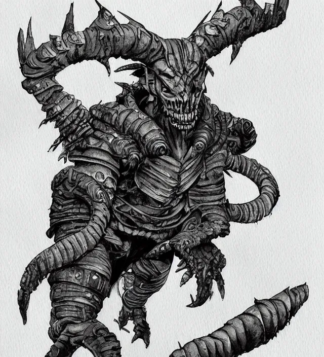 Image similar to a 3 / 4 view watercolor ink painting of human / deathclaw hybrid as a raider / bandit in the style of jean giraud in the style of moebius trending on artstation deviantart pinterest detailed realistic hd 8 k high resolution