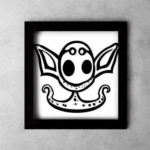 Prompt: very angry squid, 🦑 design in square frame, black and white, mad cuttlefish, cute decapodiformes