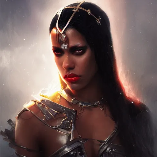 Image similar to aaliyah as queen of the damned, darkwave, darksynth, concept headshot art, sharp, digital matte painting, art by greg rutkowski, wlop, dramatic lighting, trending on artstation