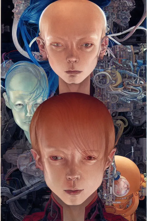 Image similar to medium citizen portrait soft light painted by james jean and katsuhiro otomo and erik jones, inspired by the fifth element, smooth face feature, intricate oil painting, high detail illustration, sharp high detail, manga and anime 1 9 9 9