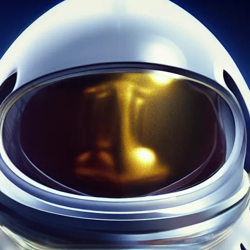 Image similar to photorealistic portrait of an alien wearing an astronaut helmet, ray tracing reflections, dynamic lighting, hyperrealism, weird