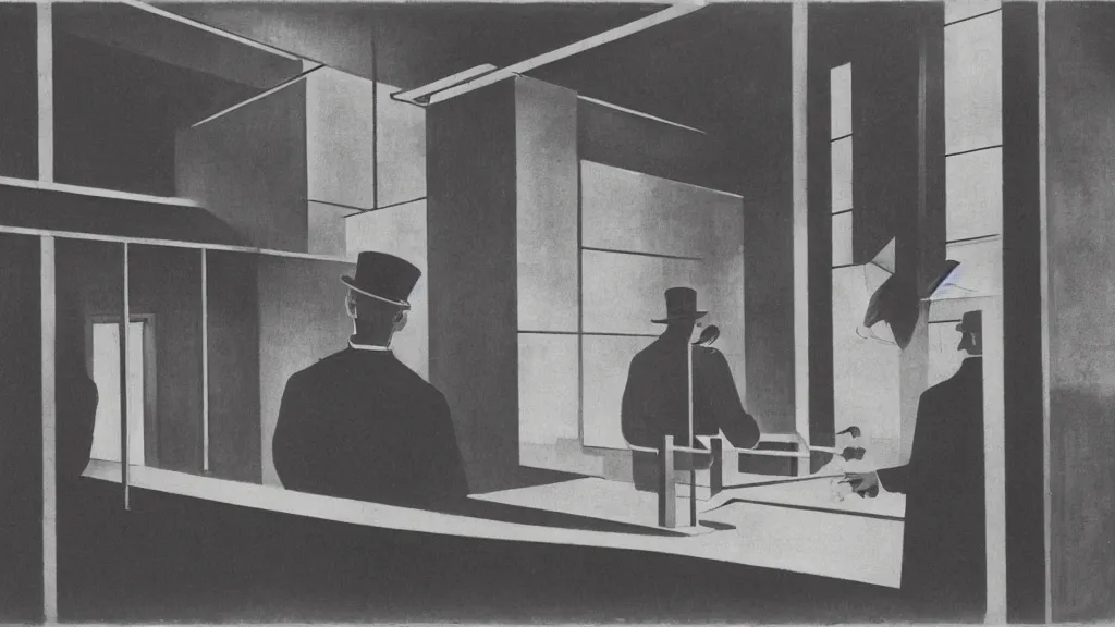 Image similar to man in line at railroad ticket office, László Moholy-Nagy