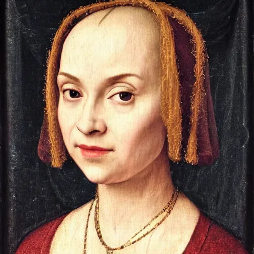 Image similar to a renaissance portrait of sabrina carpenter