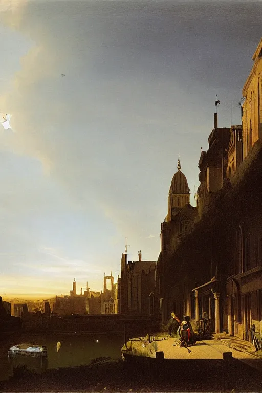 Prompt: 2022 South East london painted by Joseph wright of derby. Sharp. 8K. High Quality Details.