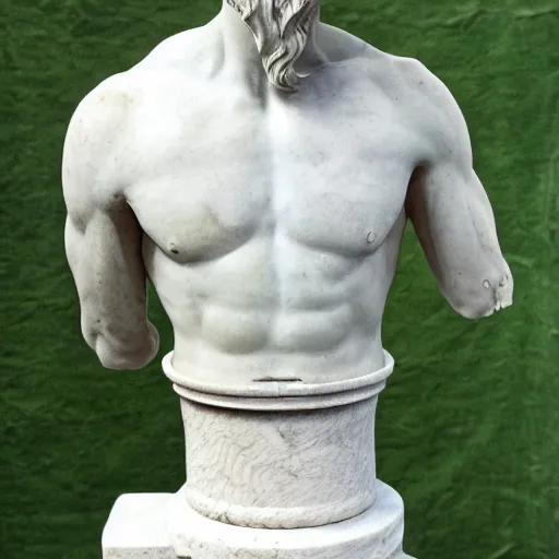 Prompt: Greek Marble statue of Larry Bird