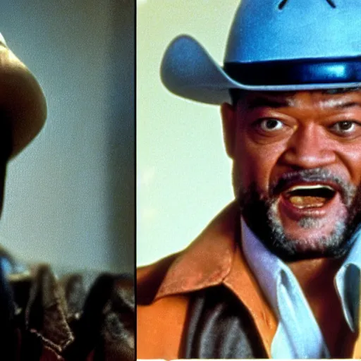 Image similar to Somewhere between Apocalypse Now and The Matrix, let's remember Laurence Fishburne was Cowboy Curtis on Pee Wee's Playhouse in the 80s