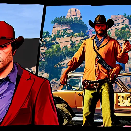 Prompt: GTA 5 in Red dead redemption 2