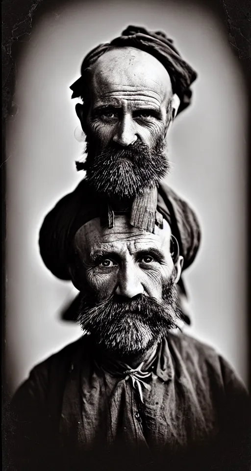 Prompt: a highly detailed digital collodion photograph, a portrait of an grizzled old angry barber