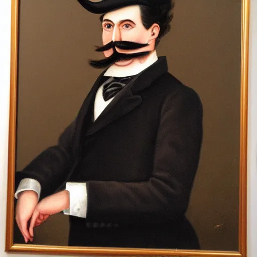 Prompt: detailed portrait painting of gentleman with a top hat and moustache