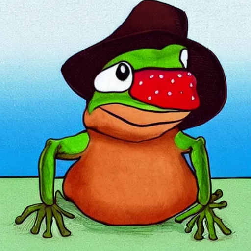 Prompt: A photo of a frog with a hat, he is dressed in a suit, he looks very sophisticated