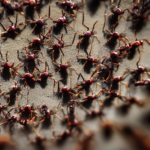 Prompt: macro photo of ants herding their elephants