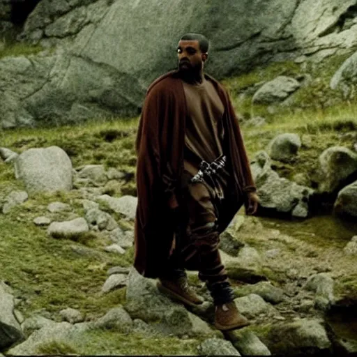 Image similar to kanye west on a quest in lord of the rings