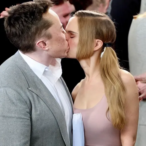 Image similar to Elon Musk kissing Natalie Portman