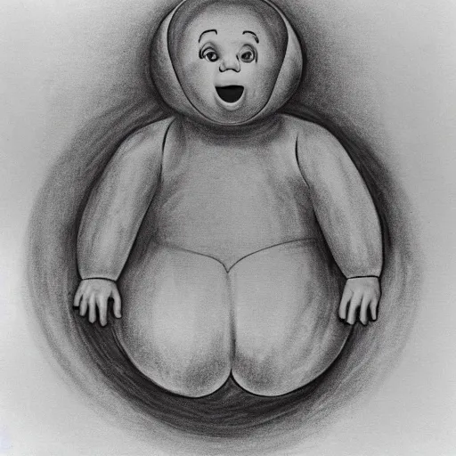 Image similar to embryology of a teletubbie, scientific drawing