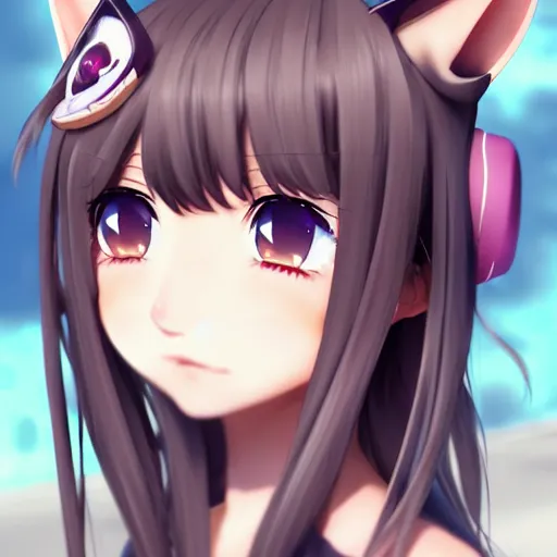 Image similar to nekopara fantastically detailed eyes cute girl portrait with fantastically detailed cat ears dressed like a cat modern anime style, made by Laica chrose, Mina Petrovic, WLOP!!!!!!!!!!!! Cell shading modern anime trending professional digital art unreal Engine 4k 8k