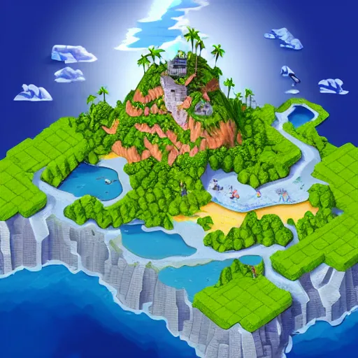 Prompt: isometric island in the sky, isometric invironment, 3d art, isometric art, amazing detail, artstation, concept art