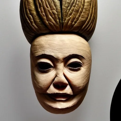 Image similar to gourd carved to look like the face of amber heard